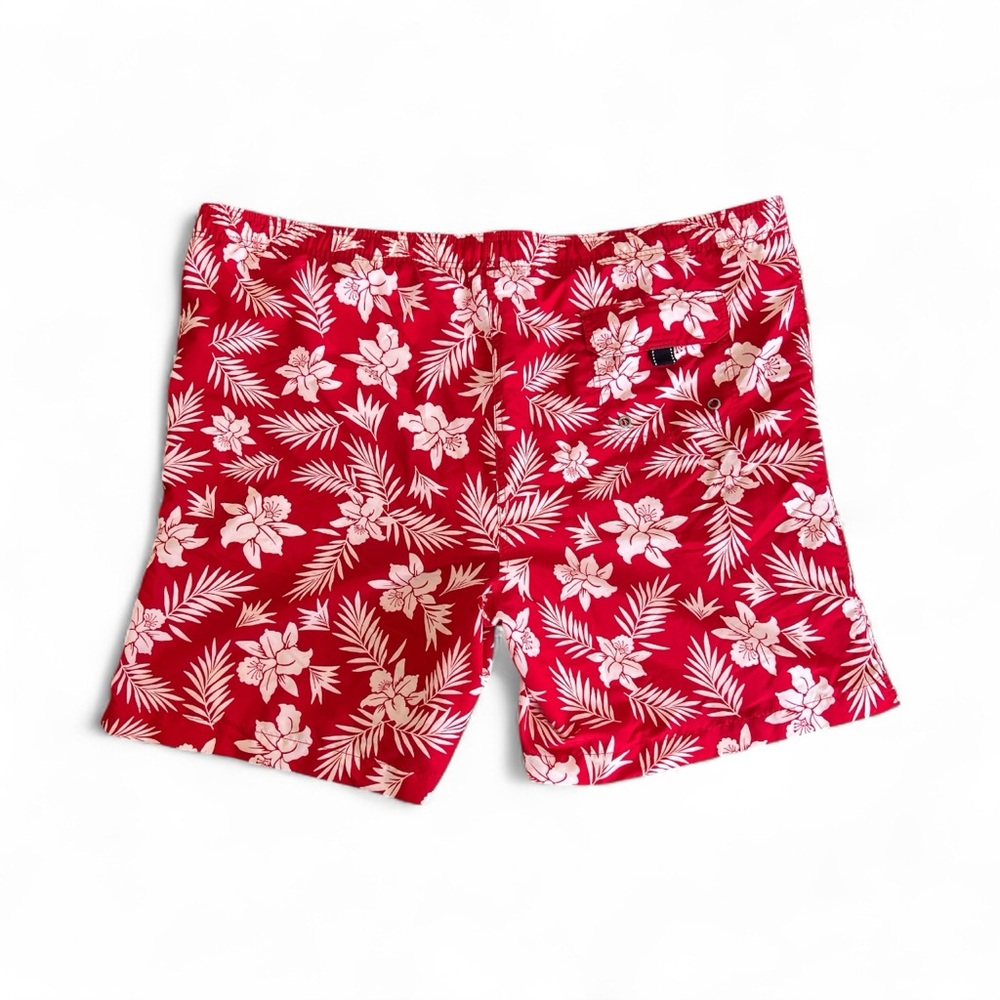 Lands' End Red Hawaiian Print Swim Trunks- size 2XL
